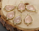 Rose Quartz w/ Gold Finish Faceted Teardrop Focal 12x21mm