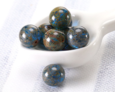 Czech Glass Caribbean Blue Picasso Round Druk 12mm