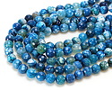 Aqua/White Fire Agate Faceted Round 8mm