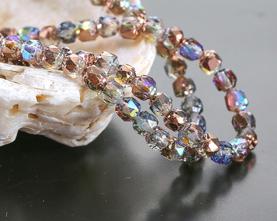 Czech Glass Crystal Vitrail w/ Copper Lantern 4mm