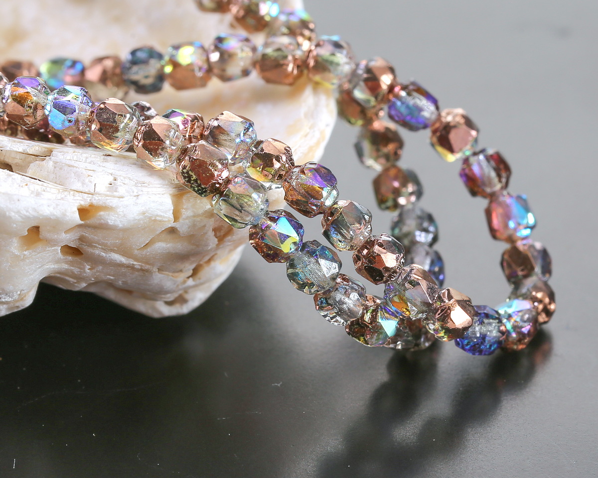 Czech Glass Crystal Vitrail w/ Copper Lantern 4mm