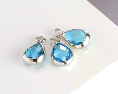 Capri Crystal Teardrop in Silver Finish Bezel 6.5x11.8mm