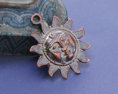 Mykonos Antique Copper (plated) Sun Face Focal 25x29mm
