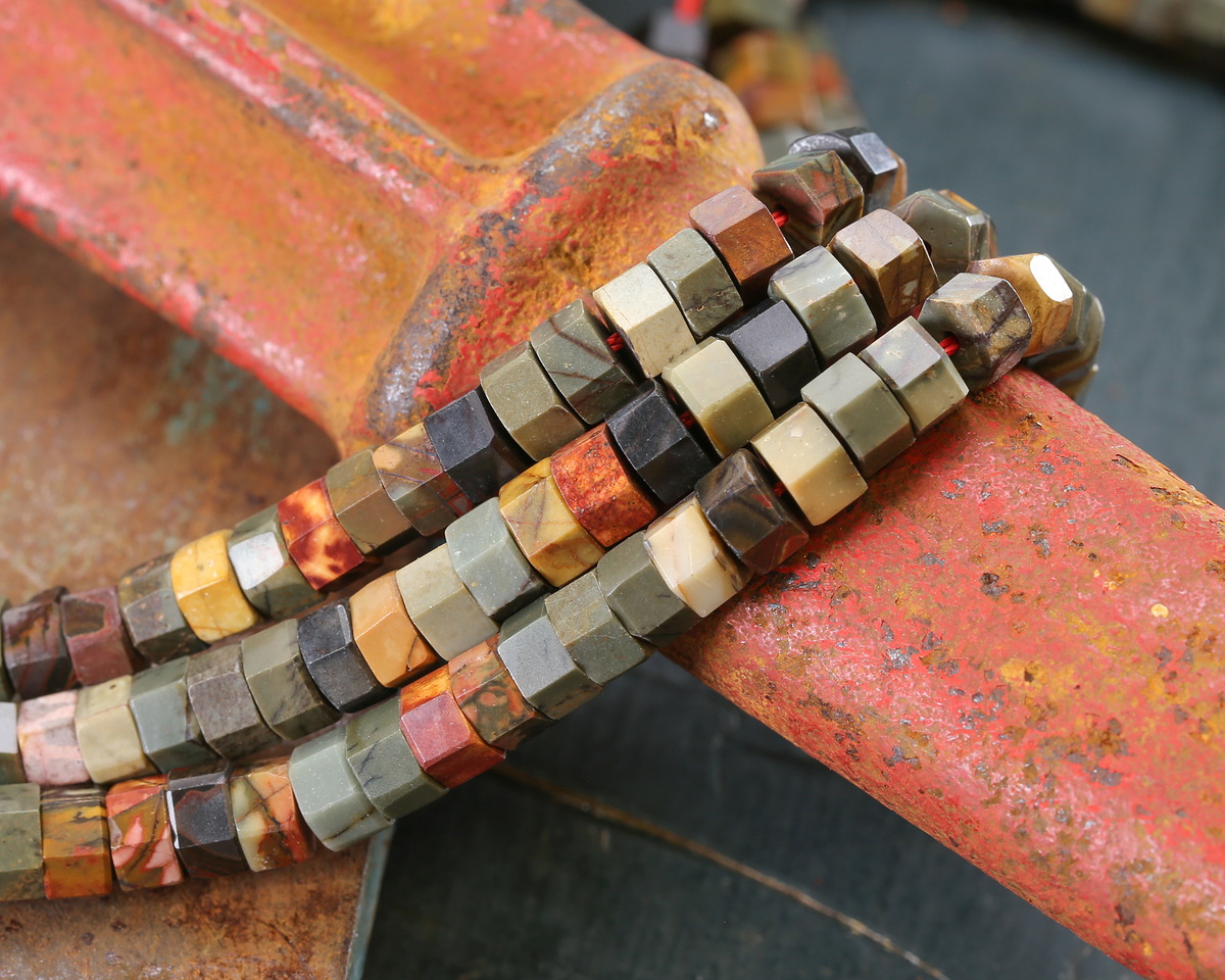 Red Creek Jasper Microfaceted Heishi 3x6mm