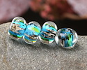 Grace Lampwork Java Moss Pond Rondelle 9x13mm