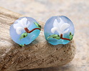 Grace Lampwork Matte Magnolia Mist Lentil 15x13mm