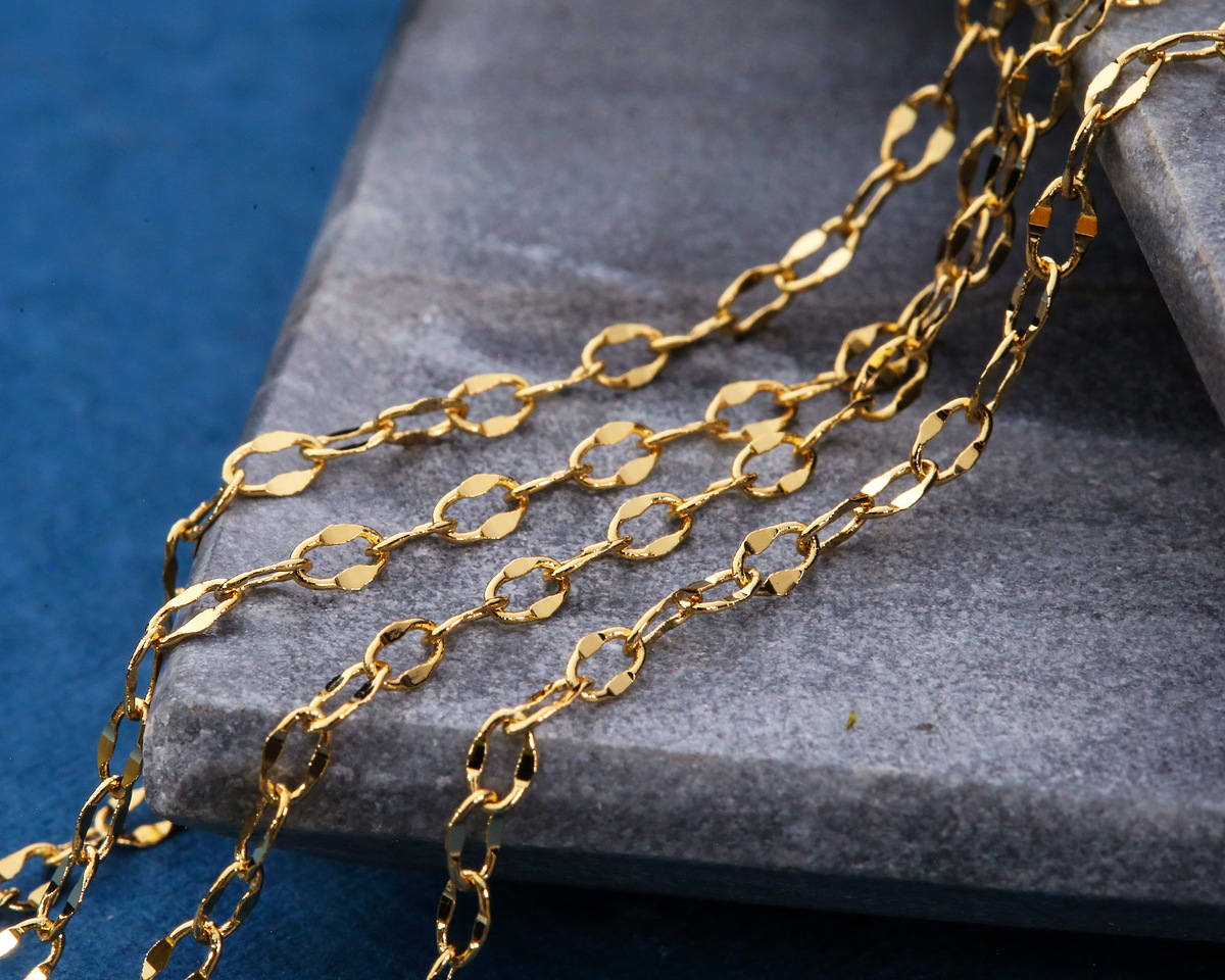 Hamilton Gold (plated) Half Flat Delicate Cable Chain, 50m Spool