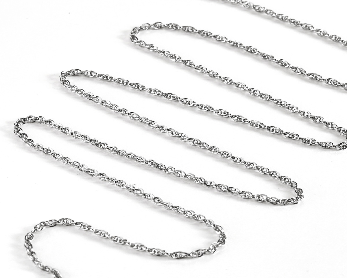 Stainless Steel Figaro Chain, 1.25x1.64mm links, 25ft Spool