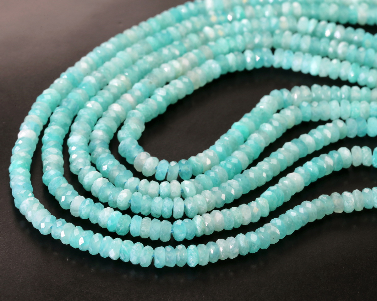 Brazil Amazonite (A) Microfaceted Rondelle 2x4mm