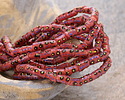 Java Glass Dark Pink w/Dots in Black/Blue/Yellow Tube 8-10x6mm