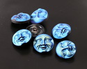 Czech Glass Matte Jet AB Moon Face Button 17mm