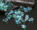 Czech Glass Island Blue AB Teardrop 4x6mm