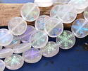 Czech Glass Laser Etched Snowflake on Crystal AB Coin 14mm