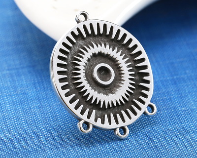 Antique Silver (plated) Radiating Sun 1-3 Chandelier Focal Link 26x32mm