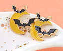 Enamel Bats Over a Crescent Moon Focal 25x25mm