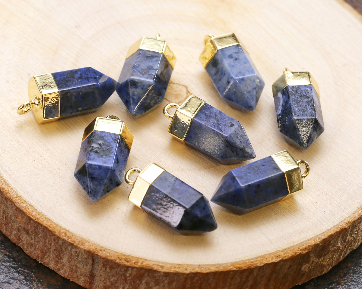 Dumortierite Point w/ Gold Finish 8x16mm