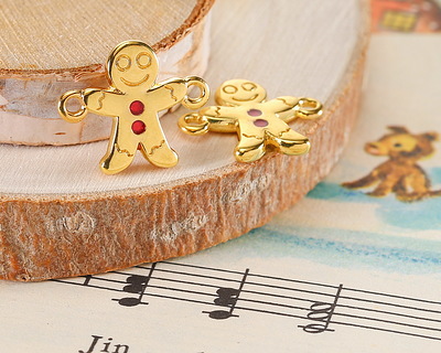 24K Gold (plated) Gingerbread Man Link 17.5x14.5mm