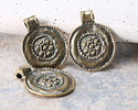 Mykonos Antique Brass (plated) Ancient Floral Medallion Pendant 19x25mm