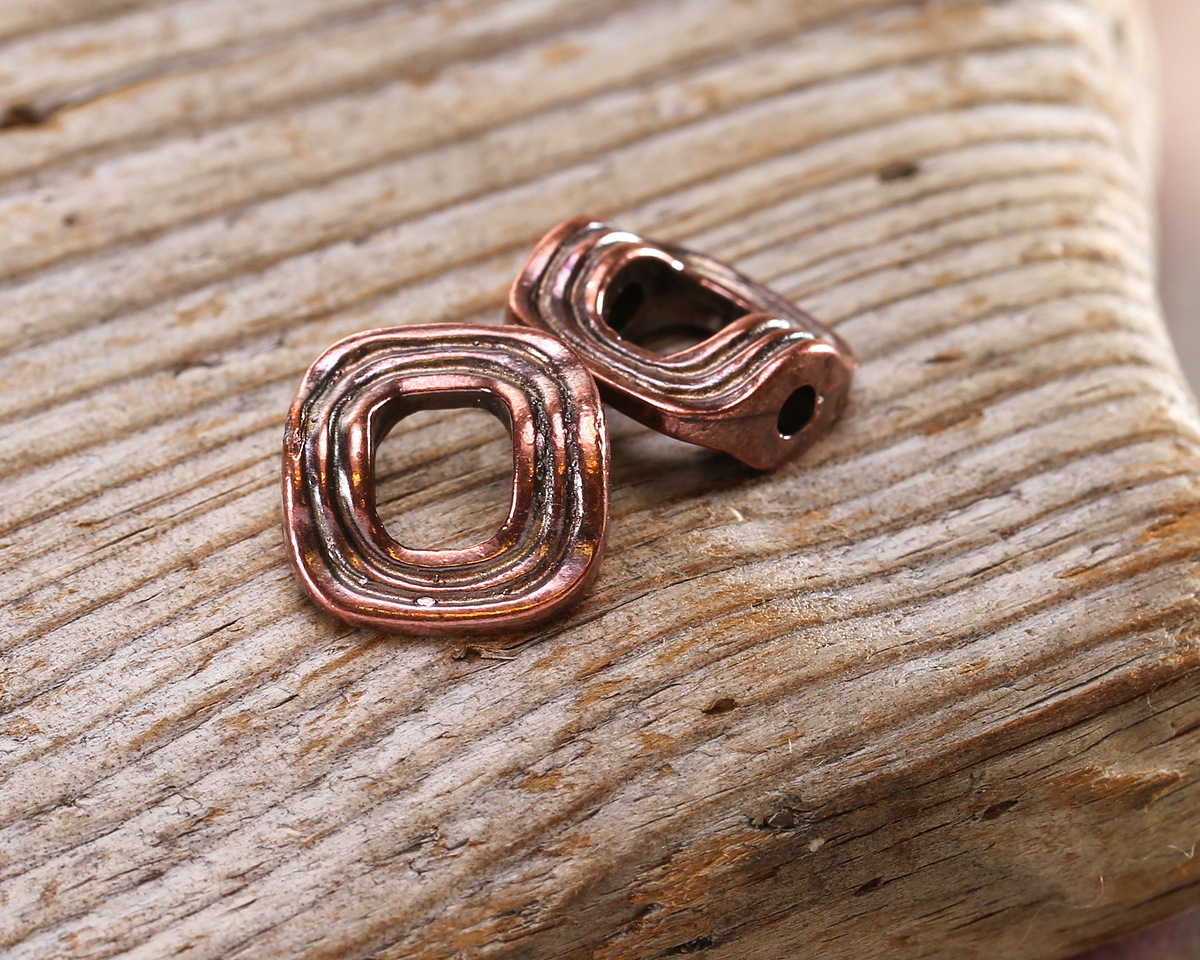 Mykonos Antique Copper (plated) Ribbed Openwork Square Frame 13mm