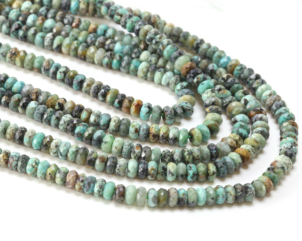 African Turquoise Faceted Spacer Rondelle 2x4mm