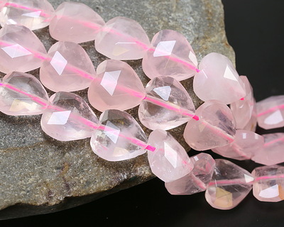 Rose Quartz Microfaceted Heart 13-14mm