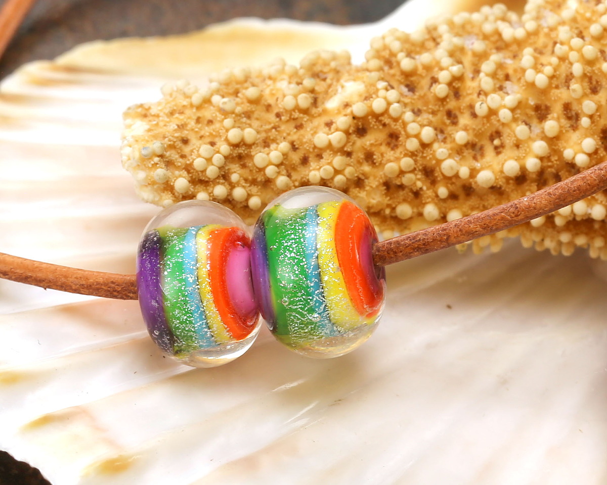 Grace Lampwork Rainbow Balloons II Rondelle 9x13mm