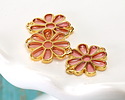 24K Gold (Plated) Transparent Rose Resin Daisy Focal Link 20x16mm