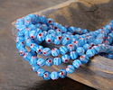 Millefiori Glass Sea Blue w/ White & Red Flower Round 6mm