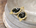 Black Obsidian w/ Gold Finish Faceted Teardrop Focal 10x12mm