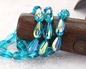 Czech Glass Teal AB Faceted Teardrop 15x8mm