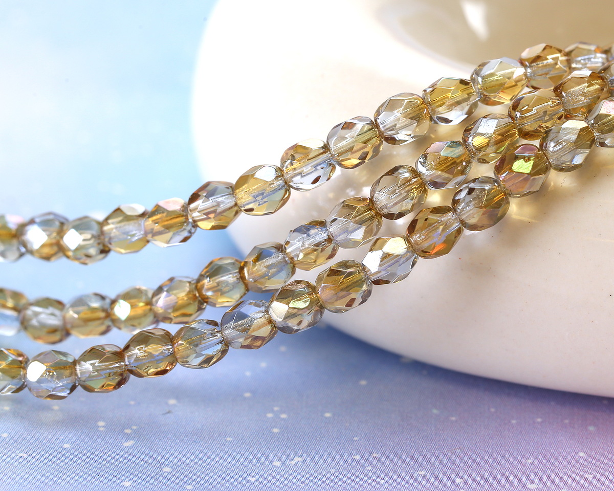 Czech Glass Twilight Crystal Fire Polished Round 4mm