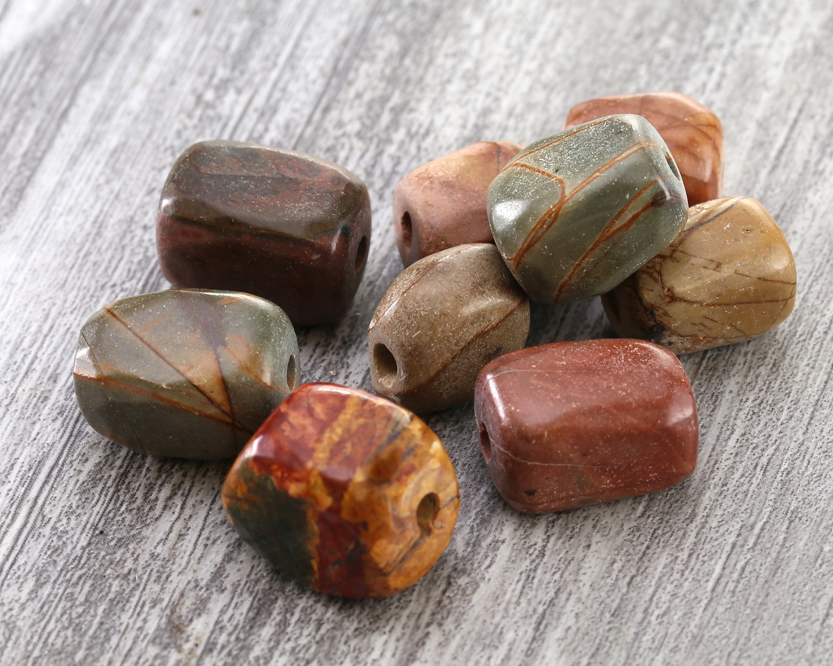 Red Creek Jasper Faceted Nugget (Large Hole) 14-16x10-12mm