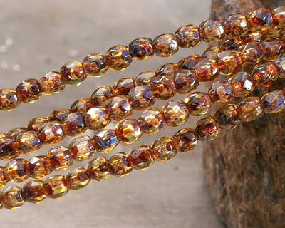 Czech Glass Crystal Picasso Fire Polished Round 3mm