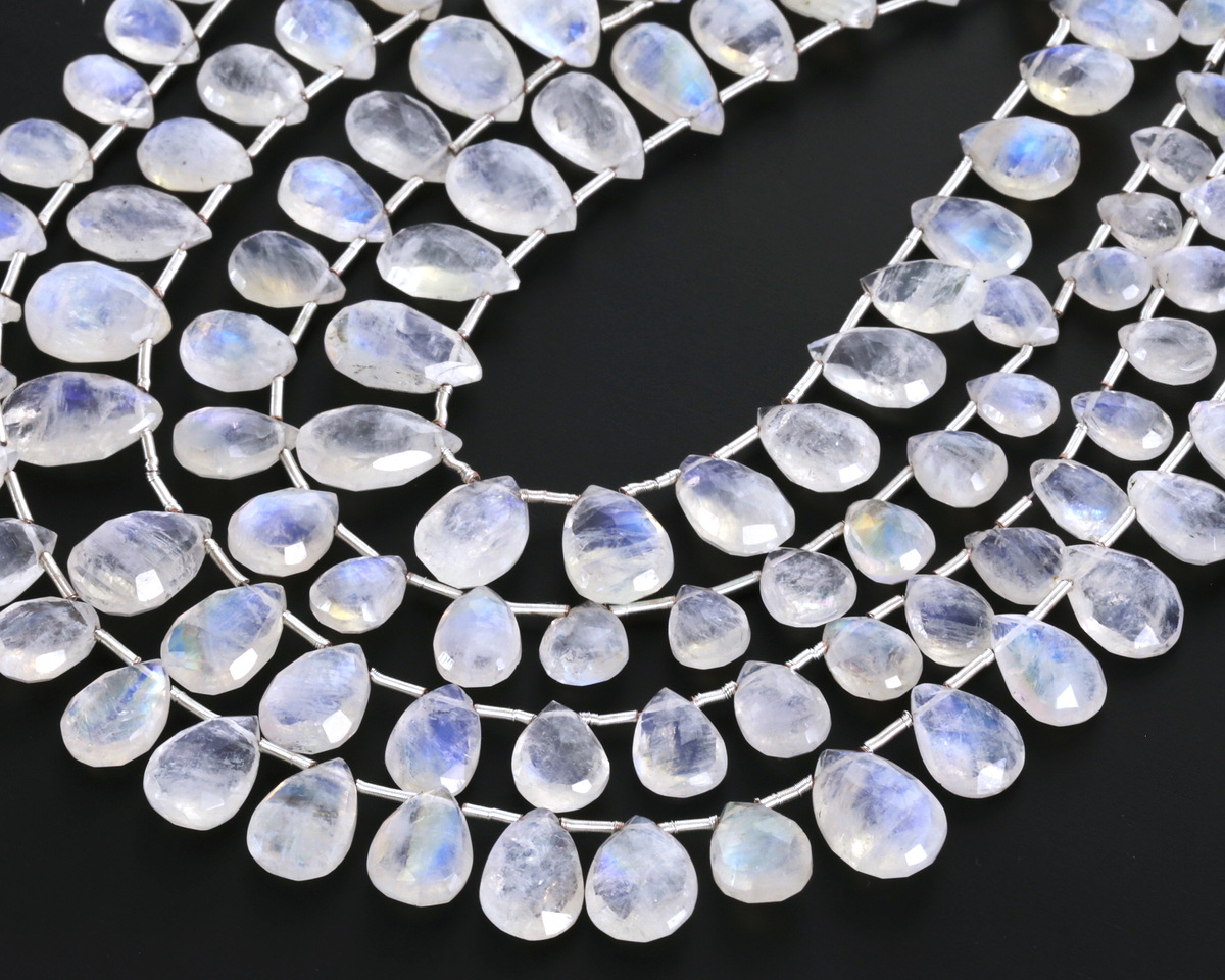 Rainbow Moonstone Graduated Faceted Teardrop 4.5-9.5x5.5-14.5mm