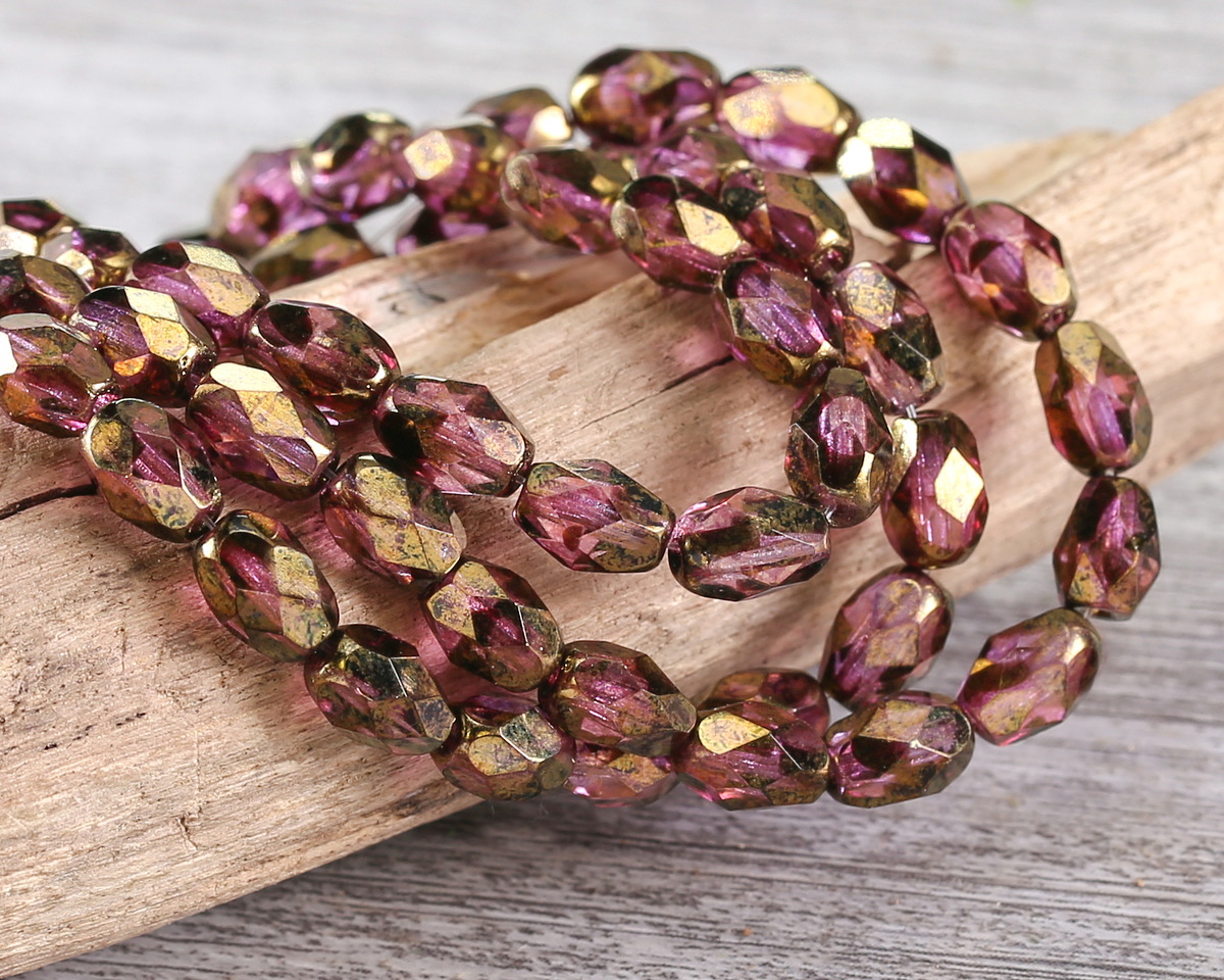 200 Vintage Cherry Brand Glass Beads – Light Amethyst – 3x7mm Oval Rice Shape