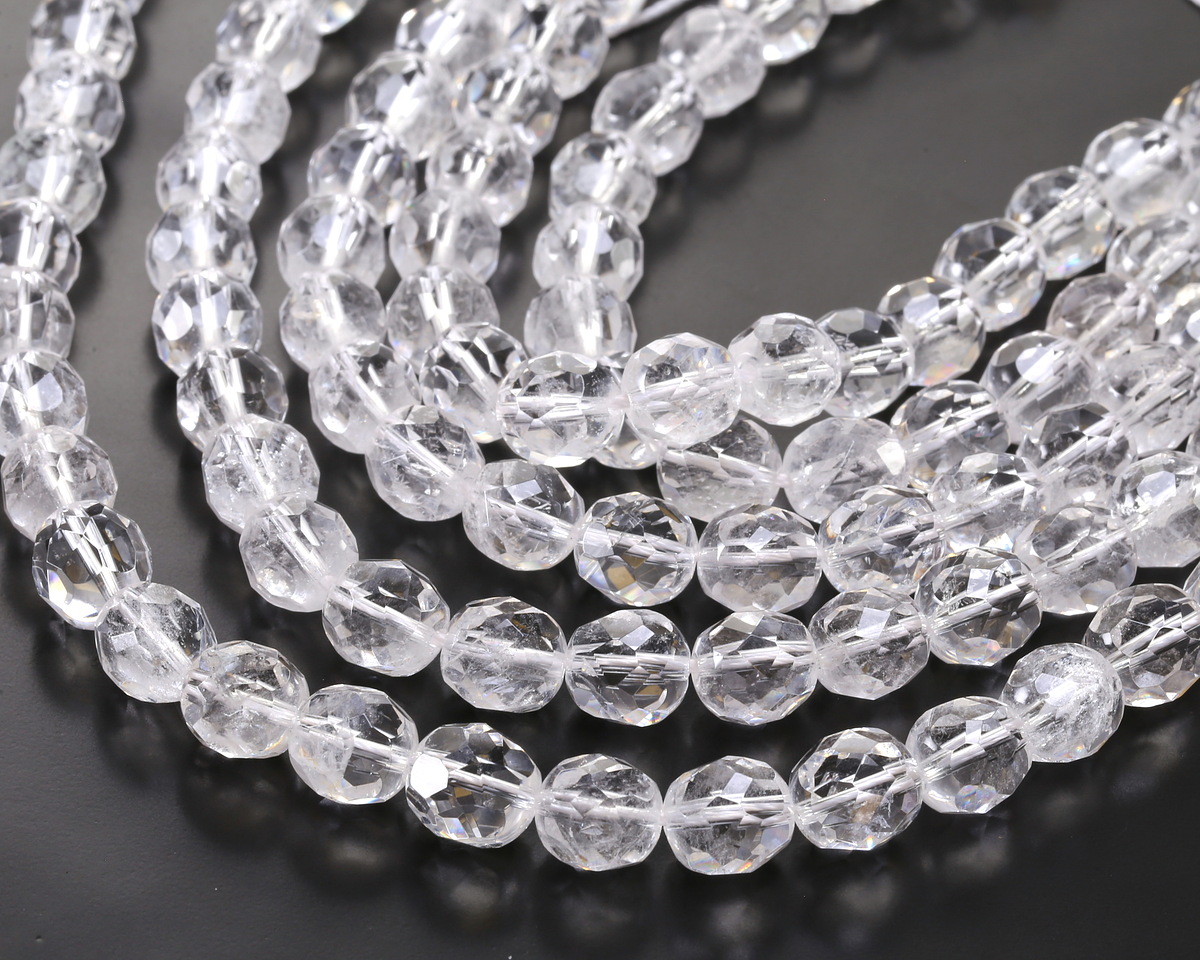 Rock Crystal Quartz Microfaceted Egg Nugget 10x9mm