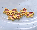 24K Gold (plated) Framed Transparent Pink Butterfly Focal Link 17.5x10mm