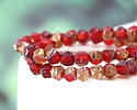 Czech Glass Textured Ruby Red w/ Copper Finish English Cut Bead 4mm