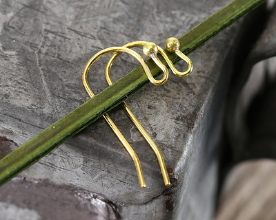 Vintaj Solid Brass Ball Ear Wire 20x11mm