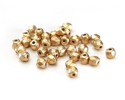Czech Glass Matte Gold Fire Polished Round 2mm