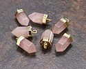 Rose Quartz (Natural) Point w/ Gold Finish 8x16mm
