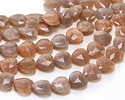 Peach Moonstone Microfaceted Heart 13-14mm