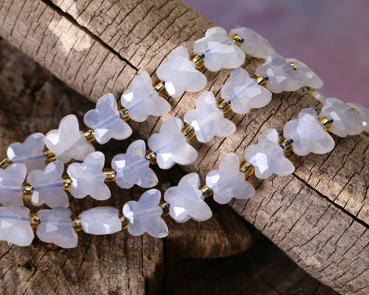 Blue Rose Quartz Microfaceted Butterfly 8x10mm