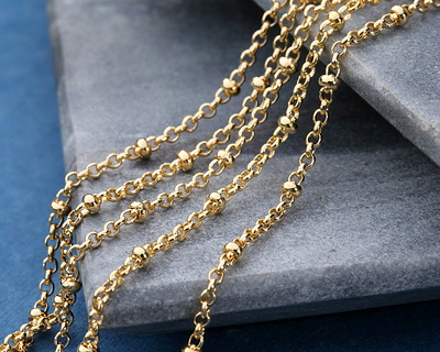 Hamilton Gold (plated) Rollo Satellite Chain 25' spool