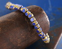 Czech Glass Cobalt w/ Textured Antique Gold Trica Beads 3x4mm