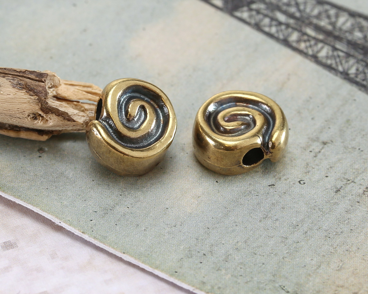Mykonos Antique Brass (plated) Large Spiral Bead 14mm