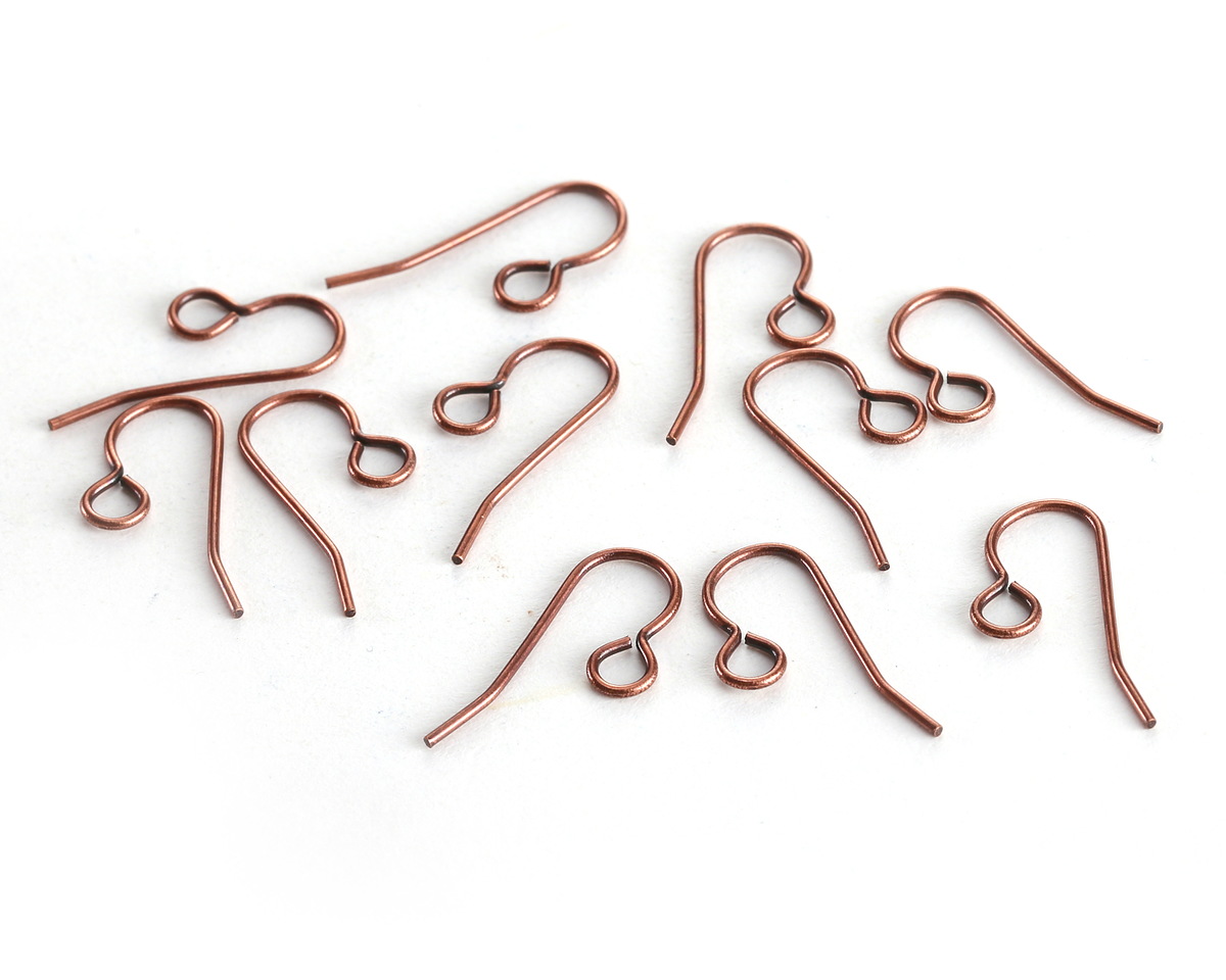 Antique Copper (plated) Earwire w/ Loop 20x8mm
