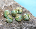 Czech Glass Textured Peruvian Blue Opal Mix w/ Bright Gold Wash Chandelier Cut 8mm