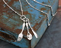 Nina Designs Sterling Silver Fork, Spoon & Knife Charm 8x30mm