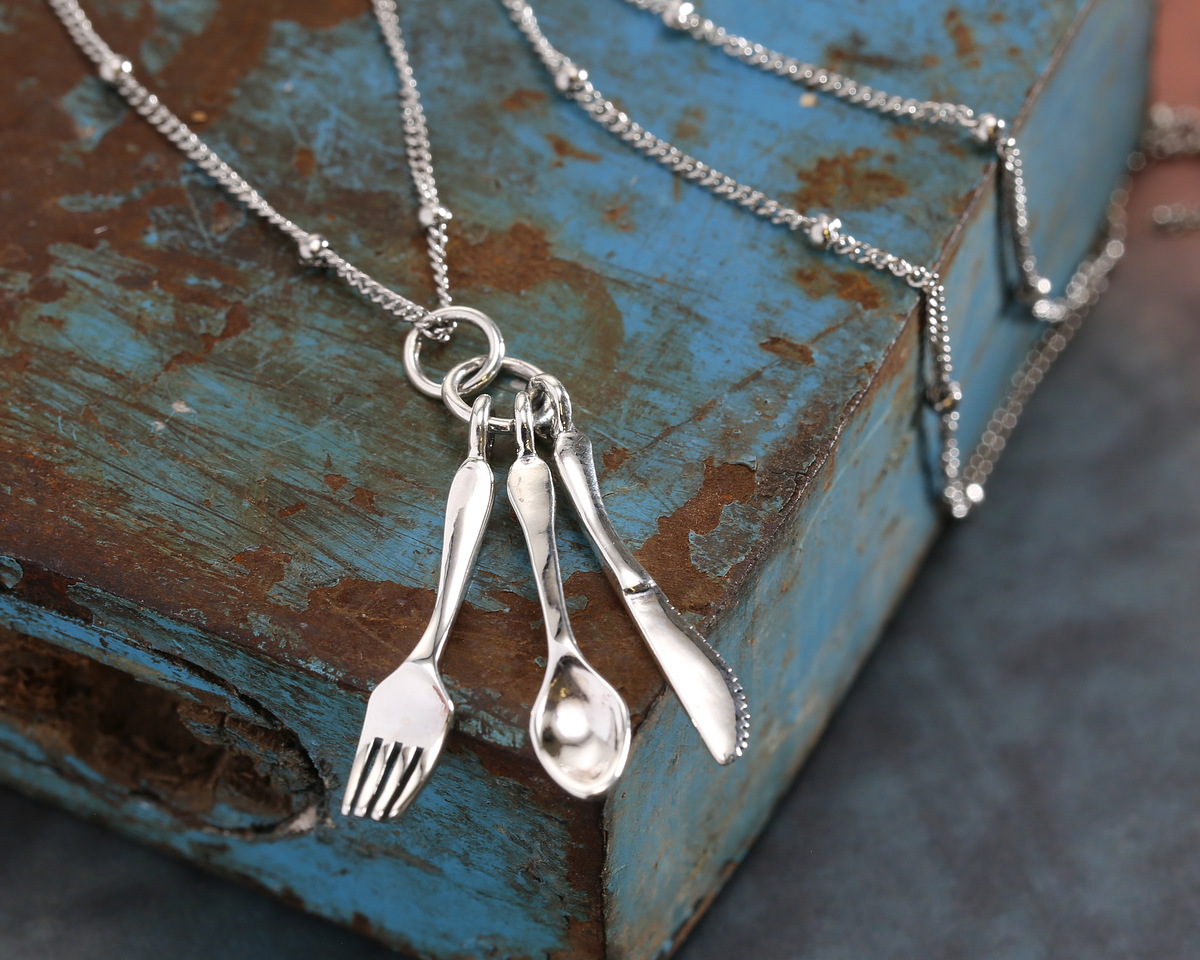 Nina Designs Sterling Silver Fork, Spoon & Knife Charm 8x30mm